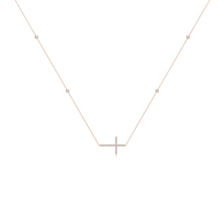 2mm HSI2 Diamond Sideways Cross Station Necklace in 9K Rose Gold