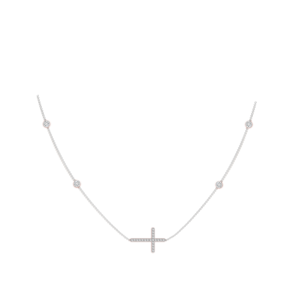 2mm HSI2 Diamond Sideways Cross Station Necklace in 9K White Gold pen