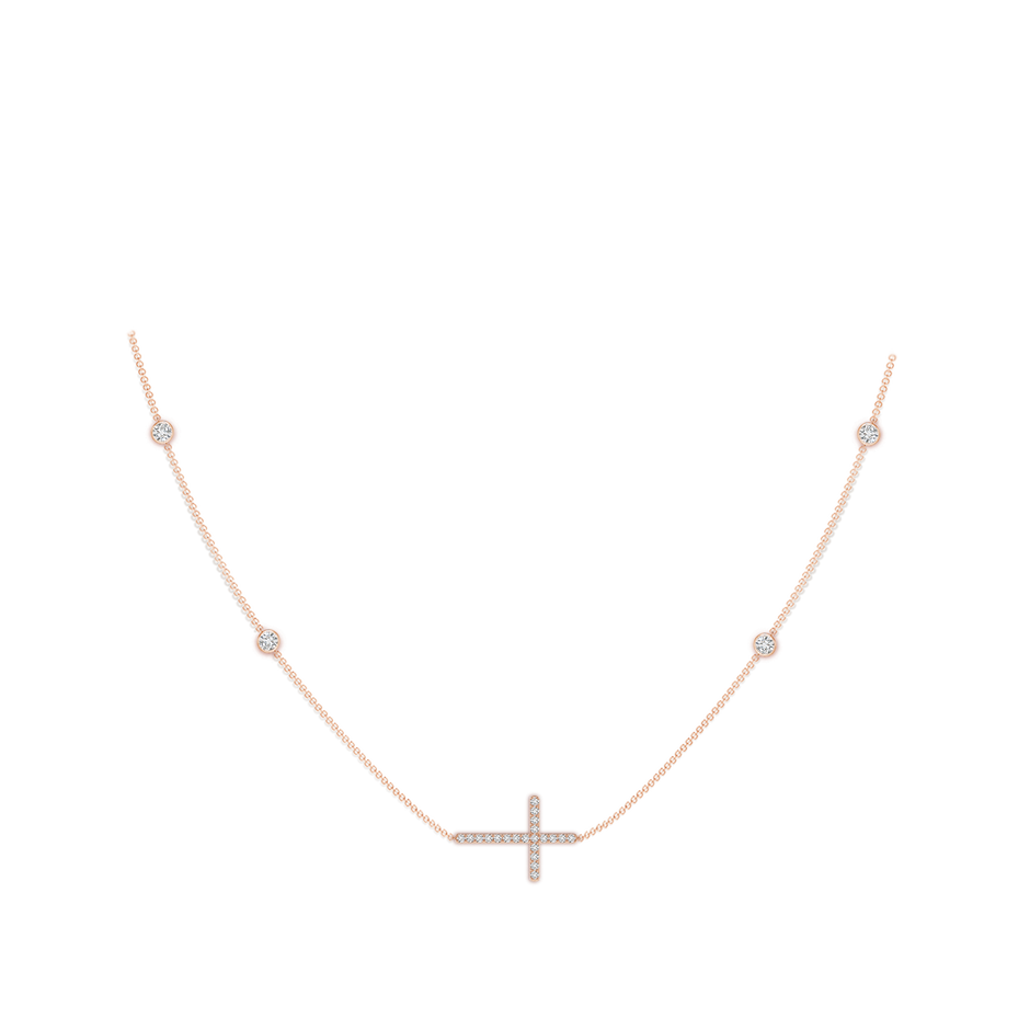 2mm HSI2 Diamond Sideways Cross Station Necklace in Rose Gold pen