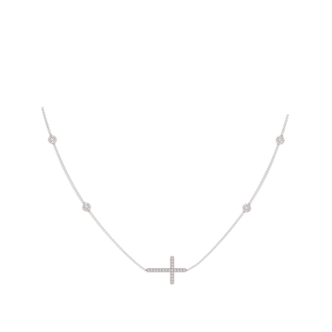 2mm HSI2 Diamond Sideways Cross Station Necklace in White Gold - body_neck