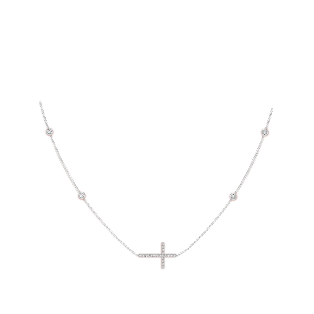 2mm HSI2 Diamond Sideways Cross Station Necklace in White Gold pen