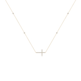 2mm HSI2 Diamond Sideways Cross Station Necklace in Yellow Gold