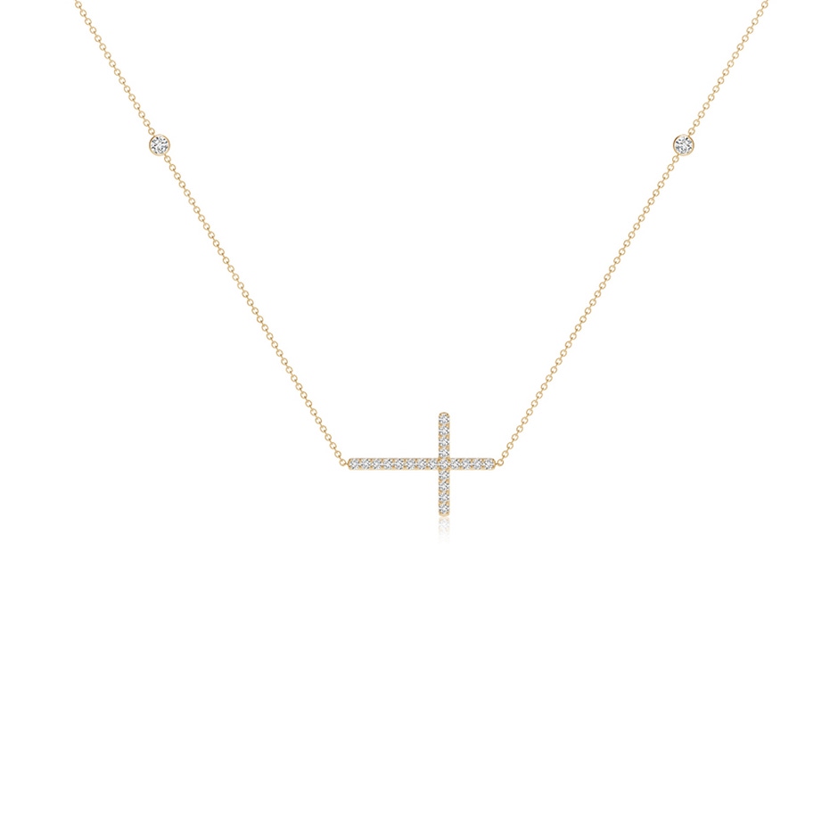 2mm HSI2 Diamond Sideways Cross Station Necklace in Yellow Gold side 199