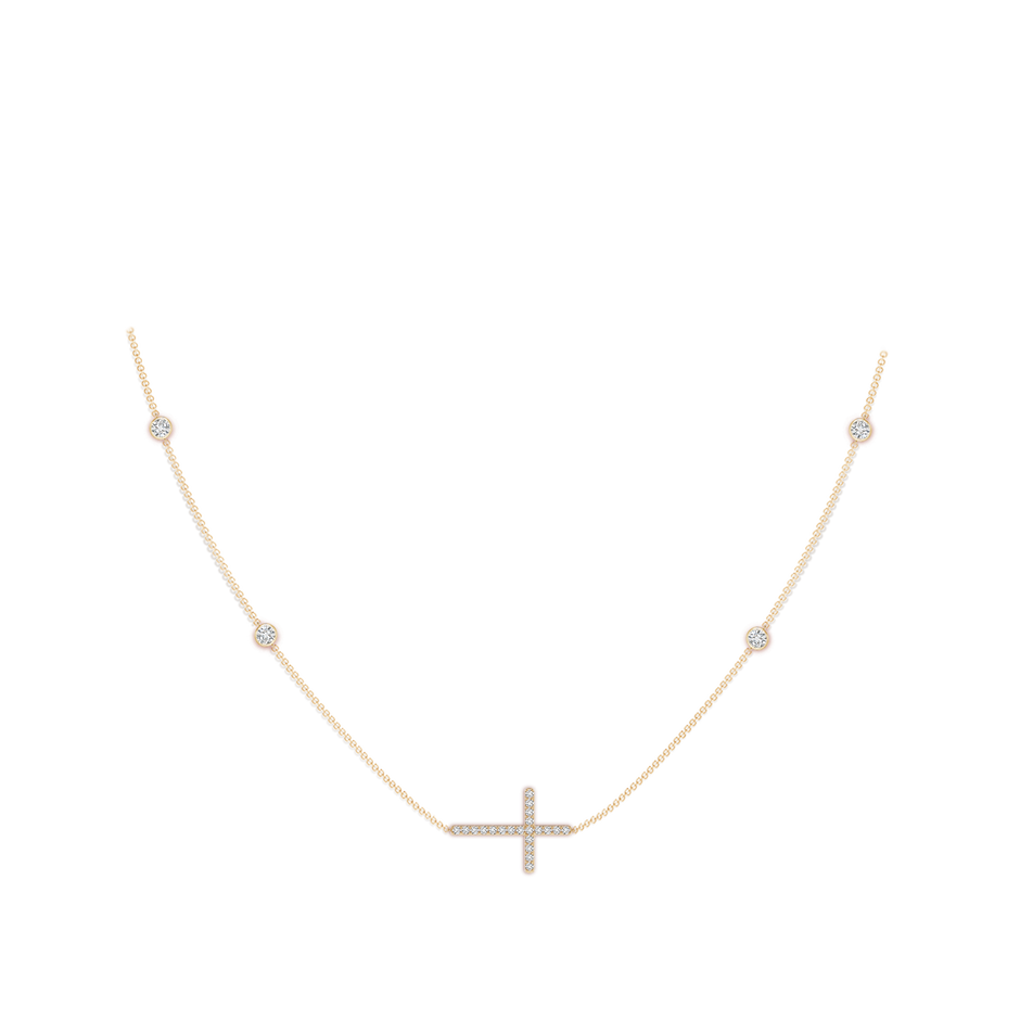 2mm HSI2 Diamond Sideways Cross Station Necklace in Yellow Gold pen