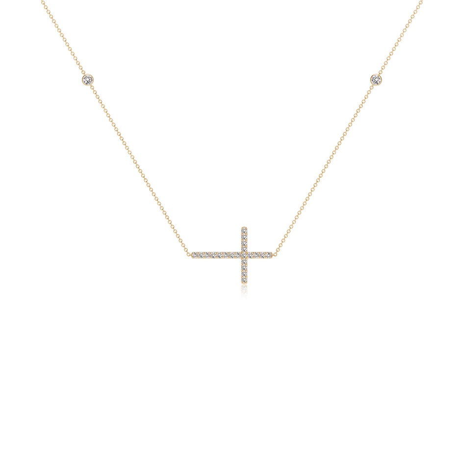 2mm IJI1I2 Diamond Sideways Cross Station Necklace in Yellow Gold side 199