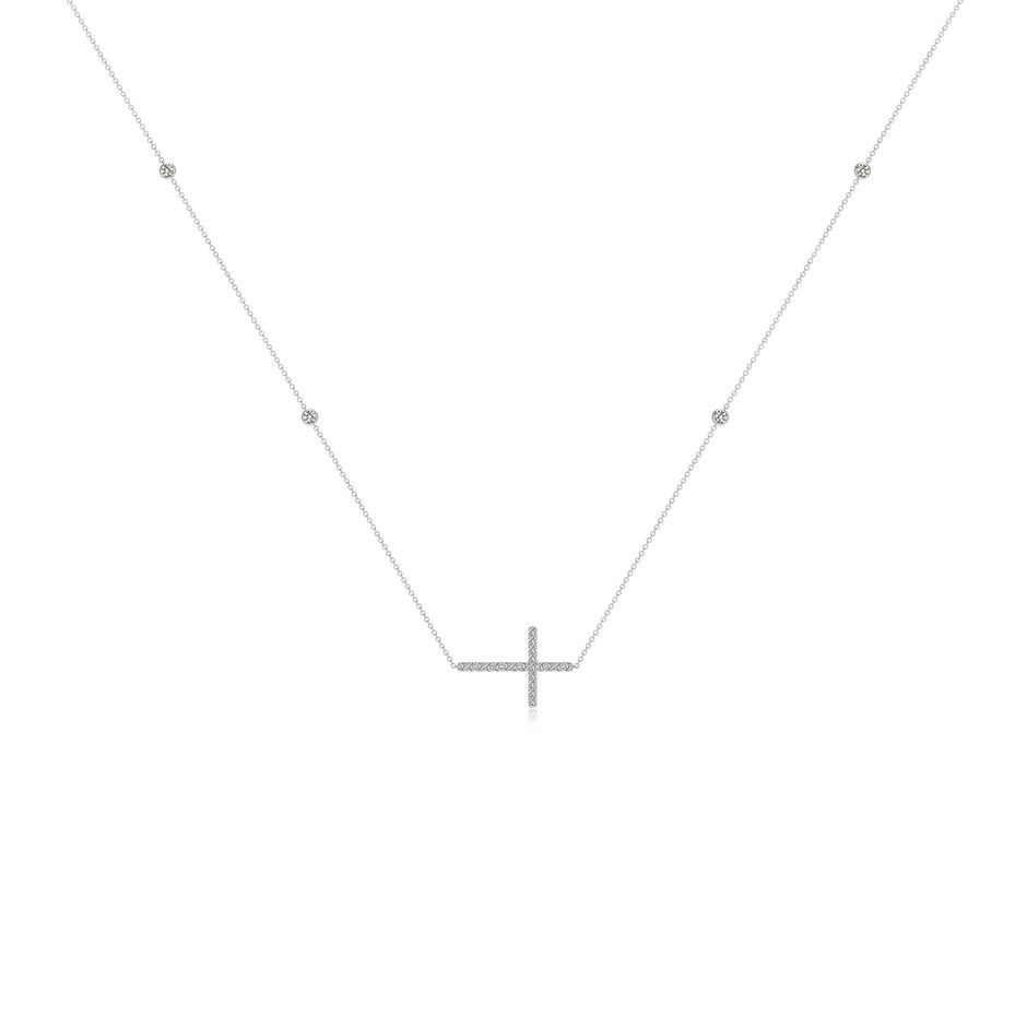 2mm KI3 Diamond Sideways Cross Station Necklace in P950 Platinum 
