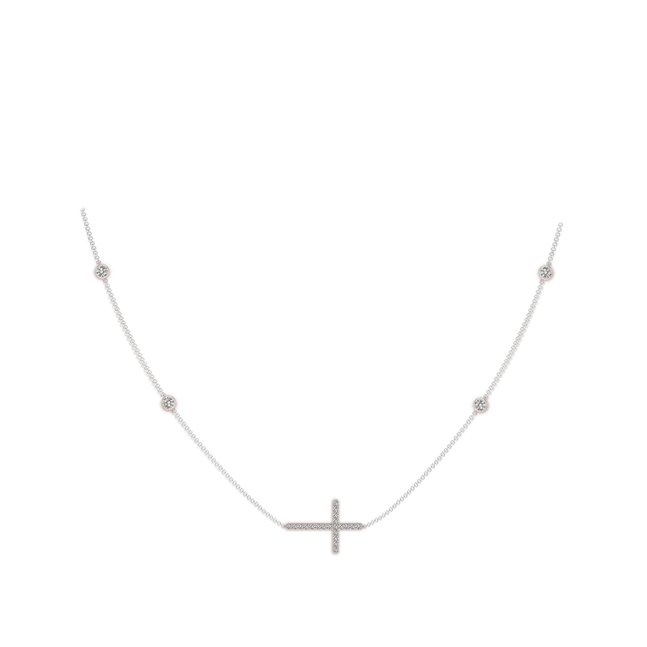 2mm KI3 Diamond Sideways Cross Station Necklace in P950 Platinum pen