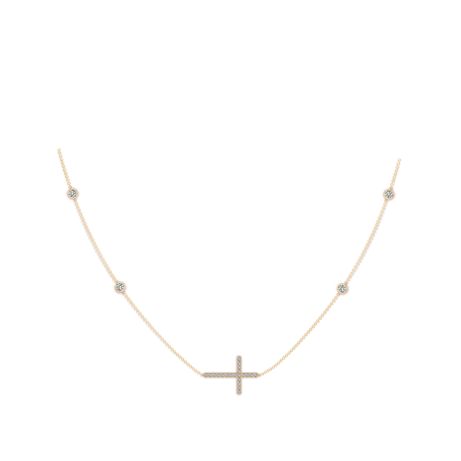 2mm KI3 Diamond Sideways Cross Station Necklace in Yellow Gold pen