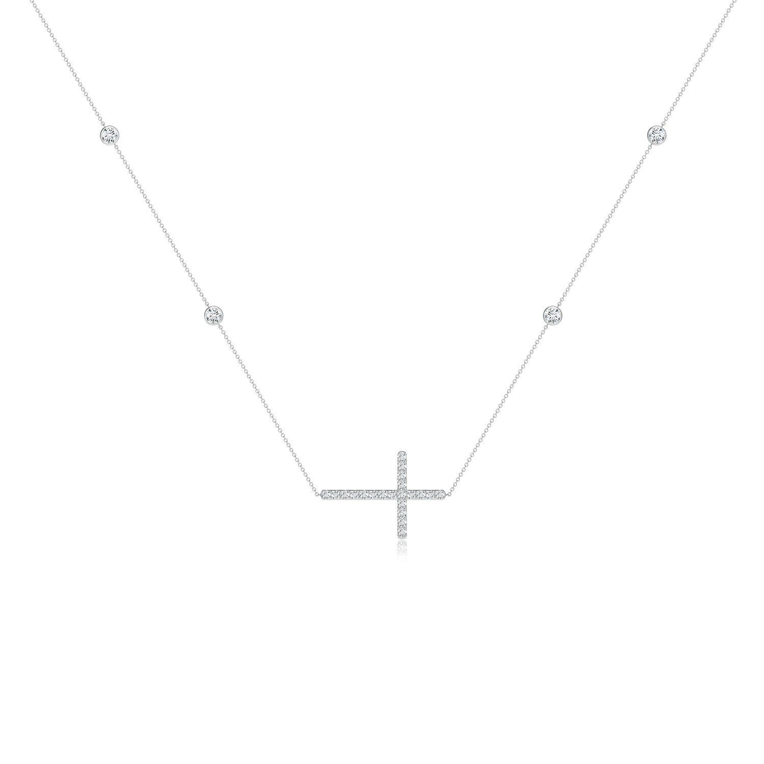 3.2mm GVS2 Diamond Sideways Cross Station Necklace in P950 Platinum