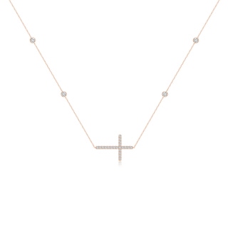 3.2mm HSI2 Diamond Sideways Cross Station Necklace in Rose Gold