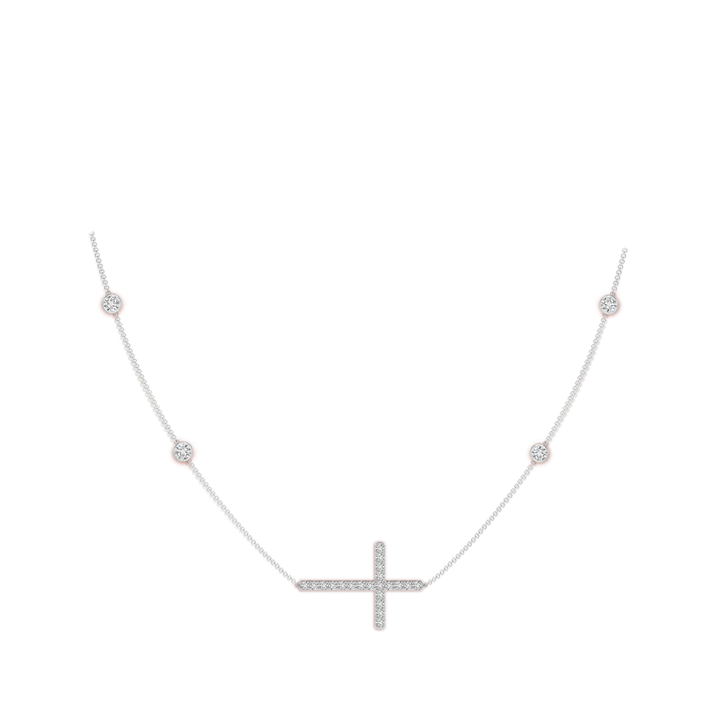 3.2mm HSI2 Diamond Sideways Cross Station Necklace in White Gold pen