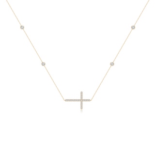 3.2mm HSI2 Diamond Sideways Cross Station Necklace in Yellow Gold