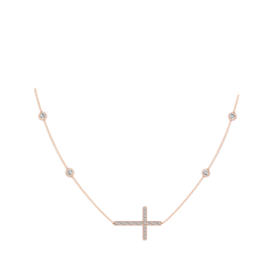 3.2mm IJI1I2 Diamond Sideways Cross Station Necklace in Rose Gold pen