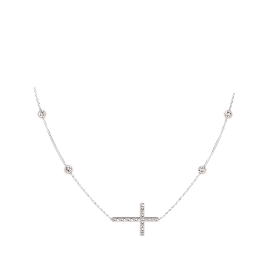 3.2mm IJI1I2 Diamond Sideways Cross Station Necklace in White Gold pen