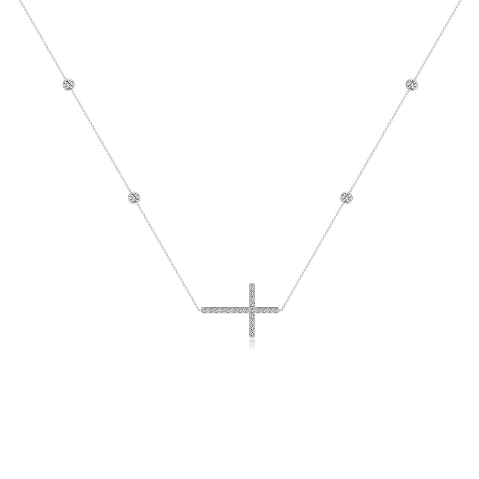 3.2mm KI3 Diamond Sideways Cross Station Necklace in P950 Platinum 