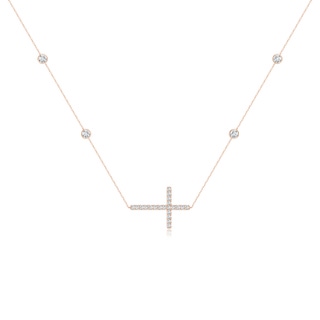 3.75mm GVS2 Diamond Sideways Cross Station Necklace in 9K Rose Gold