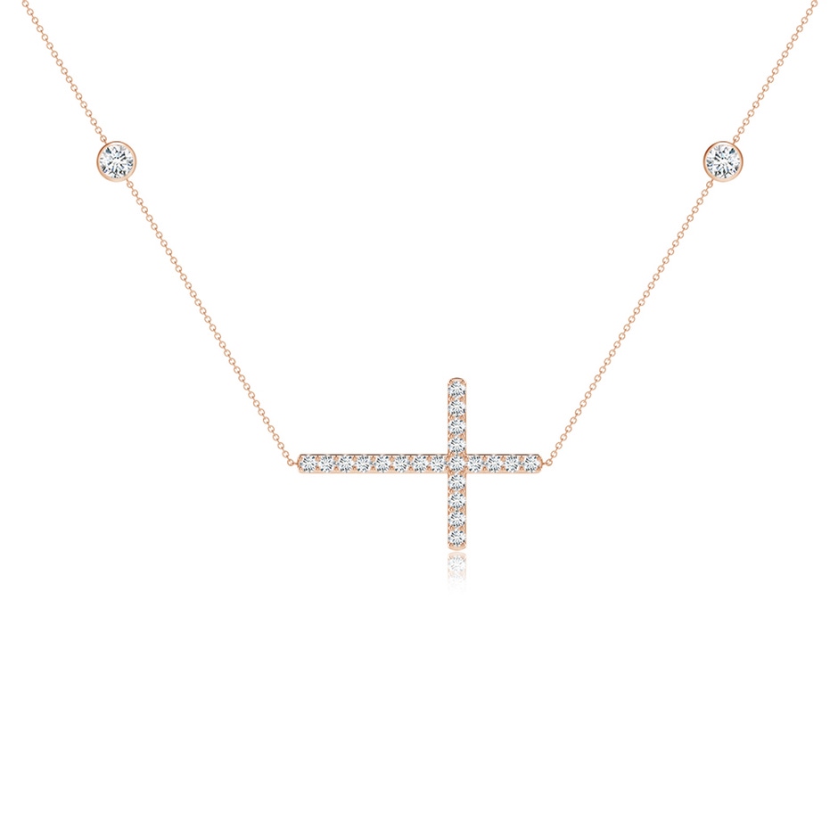 3.75mm GVS2 Diamond Sideways Cross Station Necklace in Rose Gold side 199
