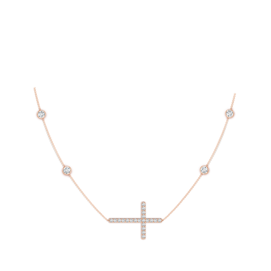 3.75mm GVS2 Diamond Sideways Cross Station Necklace in Rose Gold pen