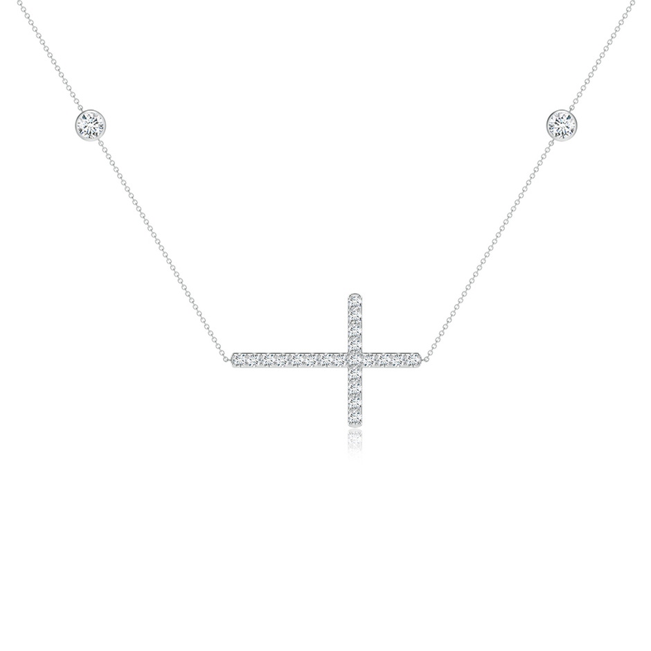 3.75mm GVS2 Diamond Sideways Cross Station Necklace in White Gold side 199