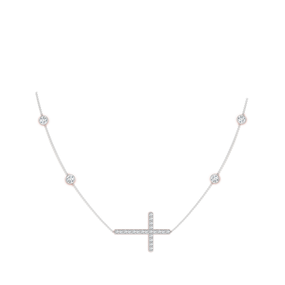 3.75mm GVS2 Diamond Sideways Cross Station Necklace in White Gold pen
