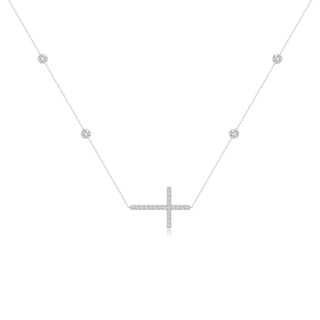 3.75mm HSI2 Diamond Sideways Cross Station Necklace in P950 Platinum