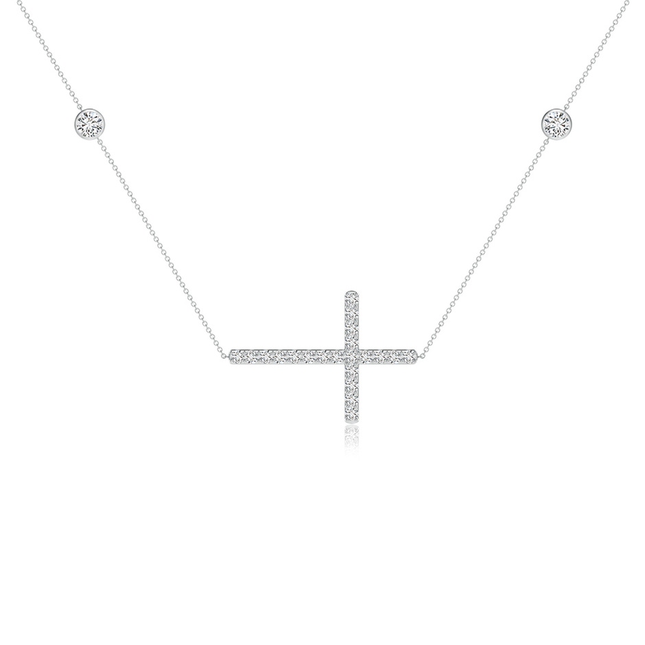 3.75mm HSI2 Diamond Sideways Cross Station Necklace in White Gold side 199
