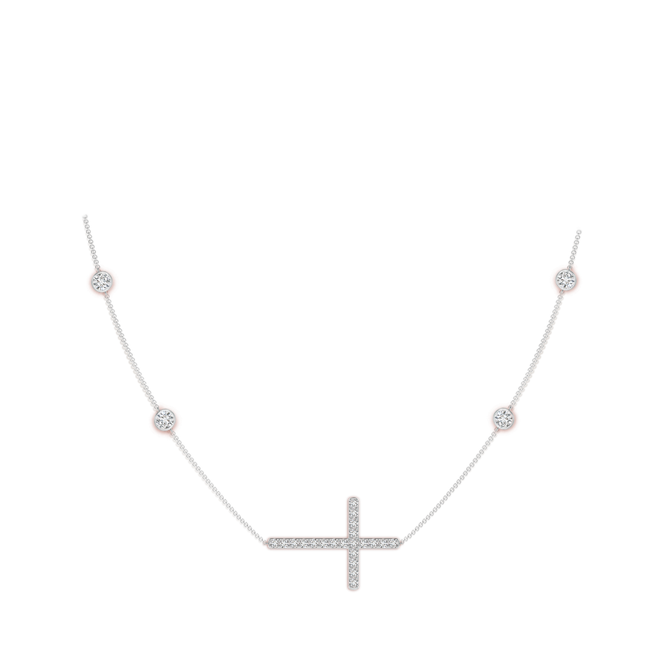 3.75mm HSI2 Diamond Sideways Cross Station Necklace in White Gold pen