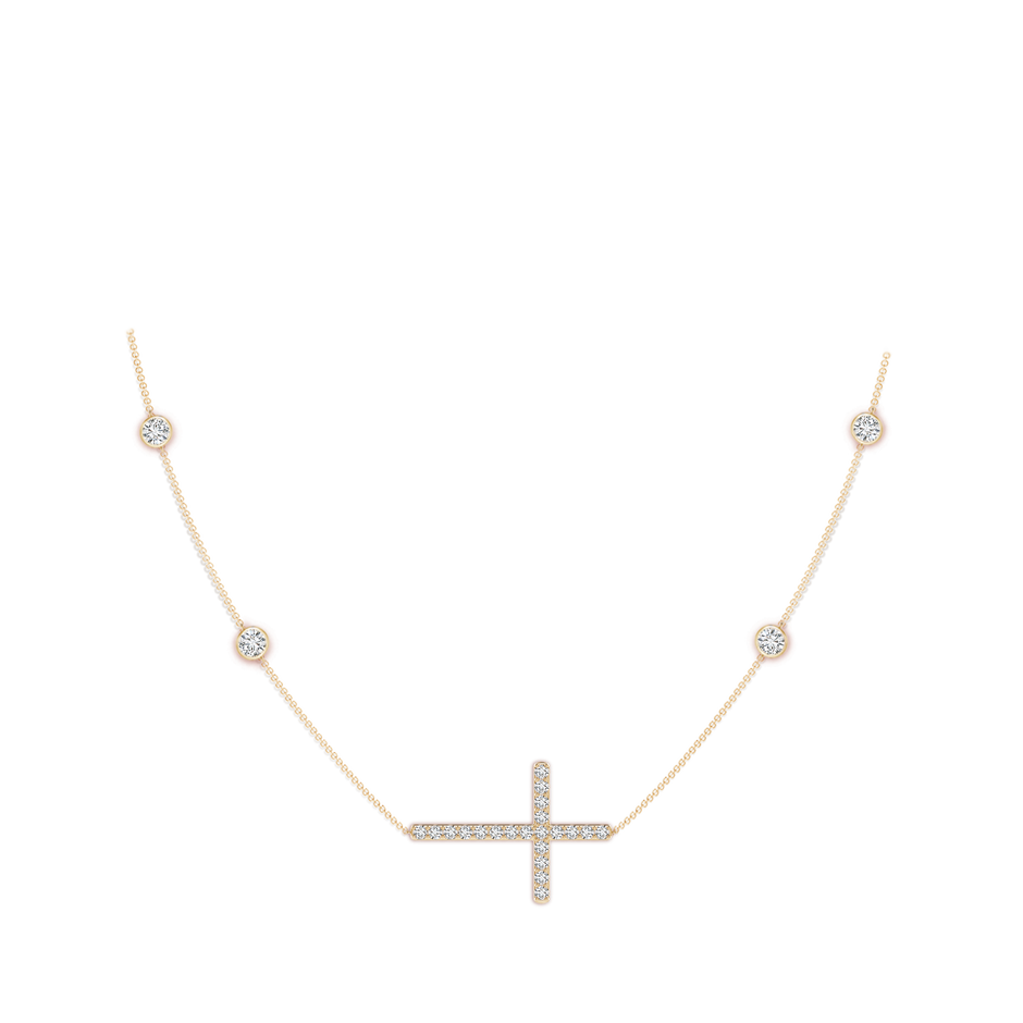 3.75mm HSI2 Diamond Sideways Cross Station Necklace in Yellow Gold pen