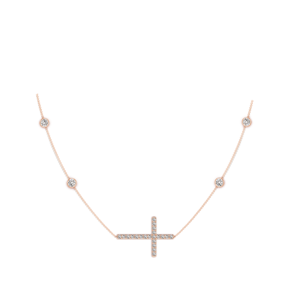 3.75mm IJI1I2 Diamond Sideways Cross Station Necklace in Rose Gold pen