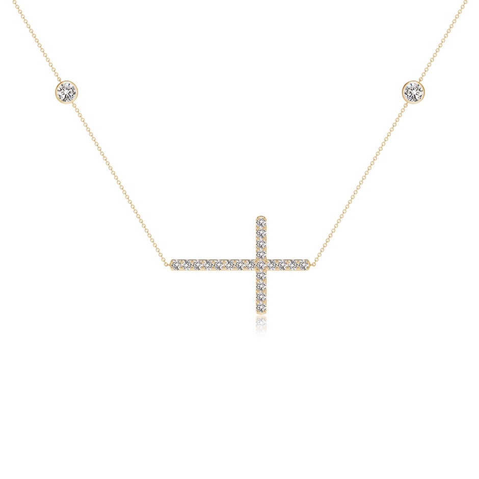 3.75mm IJI1I2 Diamond Sideways Cross Station Necklace in Yellow Gold side 199