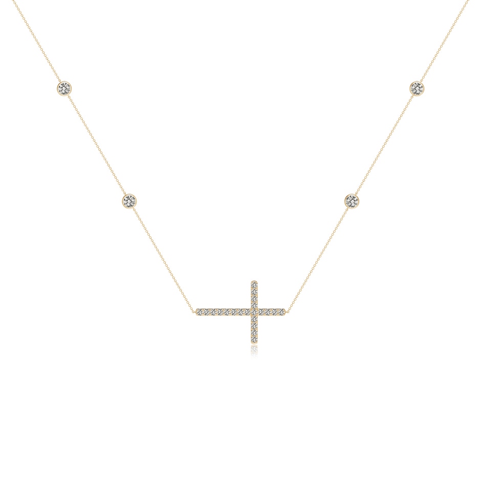 3.75mm KI3 Diamond Sideways Cross Station Necklace in Yellow Gold 