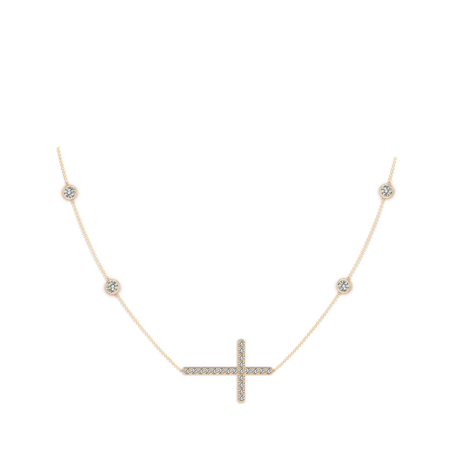 3.75mm KI3 Diamond Sideways Cross Station Necklace in Yellow Gold pen