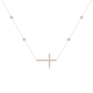 4.1mm GVS2 Diamond Sideways Cross Station Necklace in 18K Rose Gold