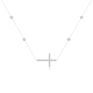 4.1mm GVS2 Diamond Sideways Cross Station Necklace in P950 Platinum