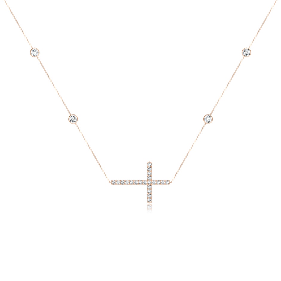 4.1mm GVS2 Diamond Sideways Cross Station Necklace in Rose Gold 