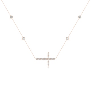 4.1mm HSI2 Diamond Sideways Cross Station Necklace in 18K Rose Gold