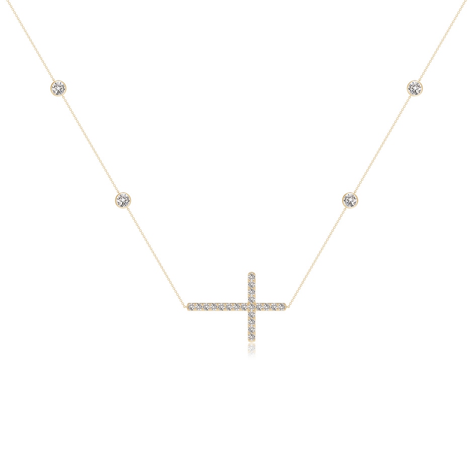 4.1mm IJI1I2 Diamond Sideways Cross Station Necklace in Yellow Gold 