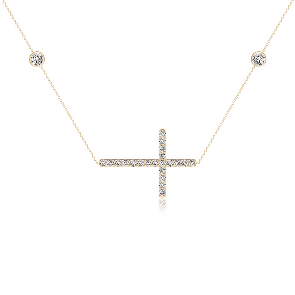 4.1mm IJI1I2 Diamond Sideways Cross Station Necklace in Yellow Gold side 199