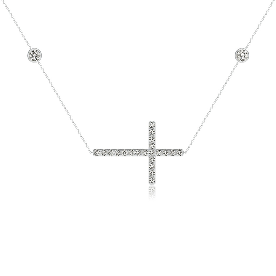 4.1mm KI3 Diamond Sideways Cross Station Necklace in White Gold side 199