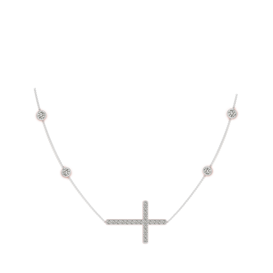 4.1mm KI3 Diamond Sideways Cross Station Necklace in White Gold pen
