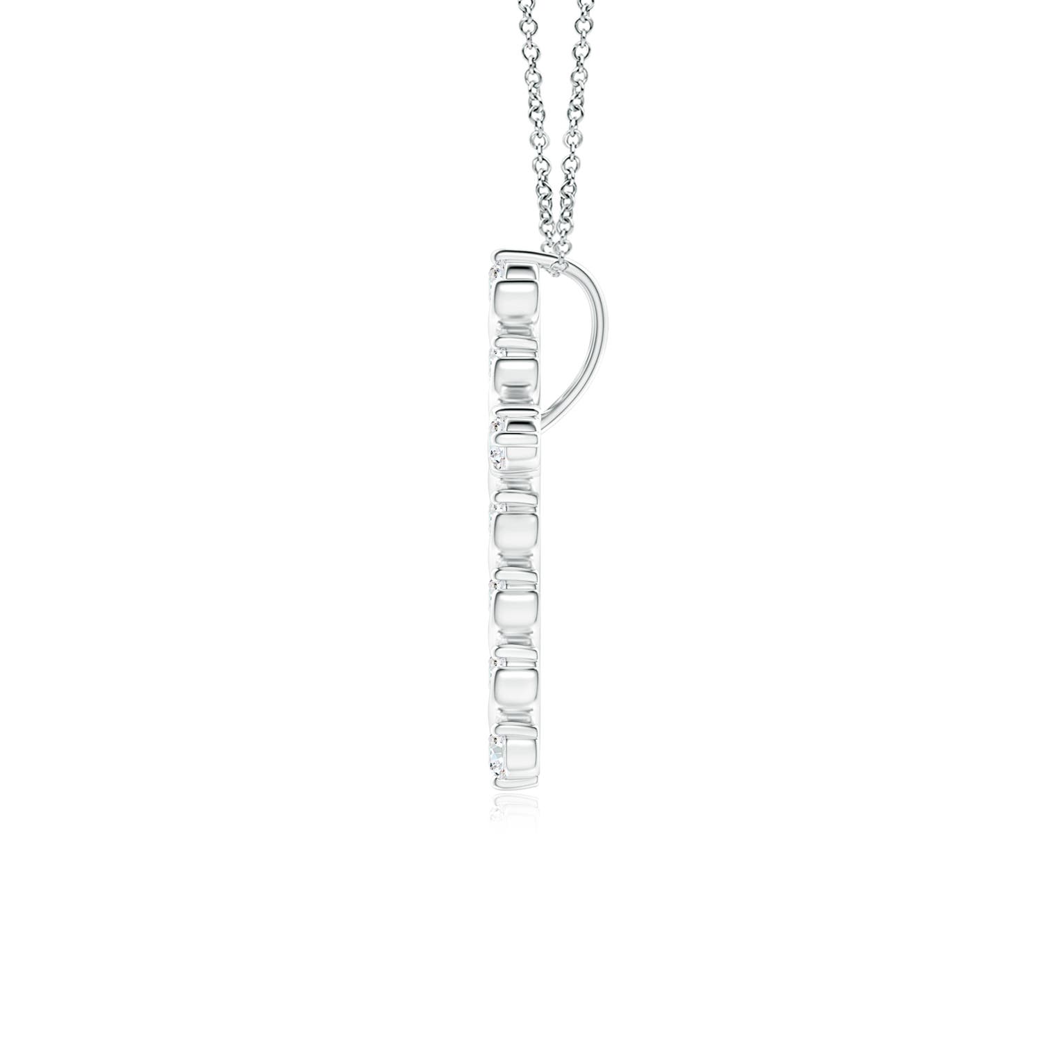 1.6mm GVS2 Prong and Bar Set Diamond Cross Pendant in 18K White Gold