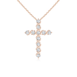 1.6mm GVS2 Prong and Bar Set Diamond Cross Pendant in 9K Rose Gold