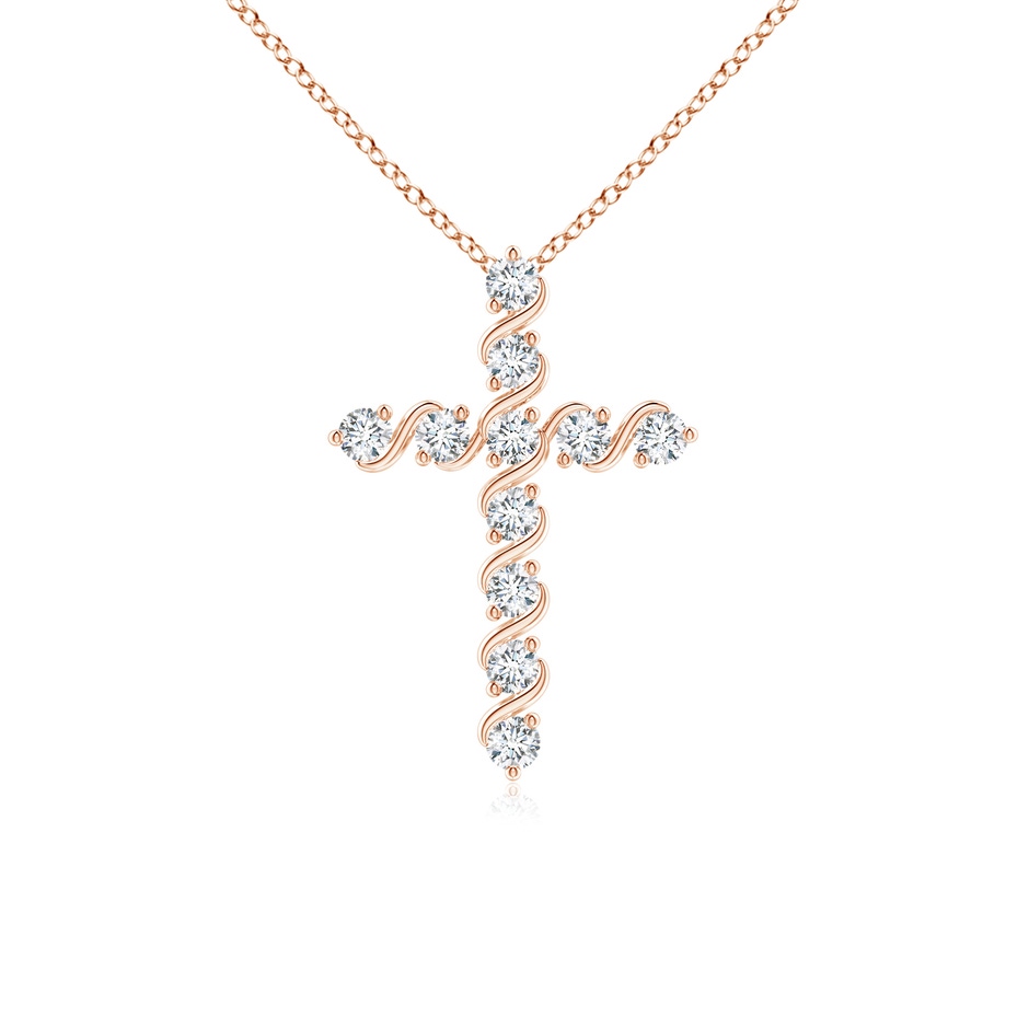 1.6mm GVS2 Prong and Bar Set Diamond Cross Pendant in Rose Gold 