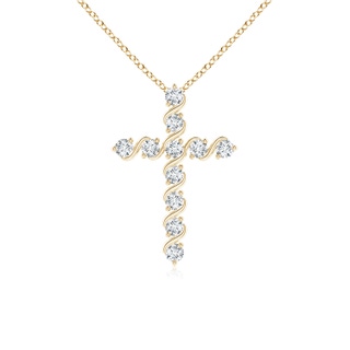 1.6mm GVS2 Prong and Bar Set Diamond Cross Pendant in Yellow Gold