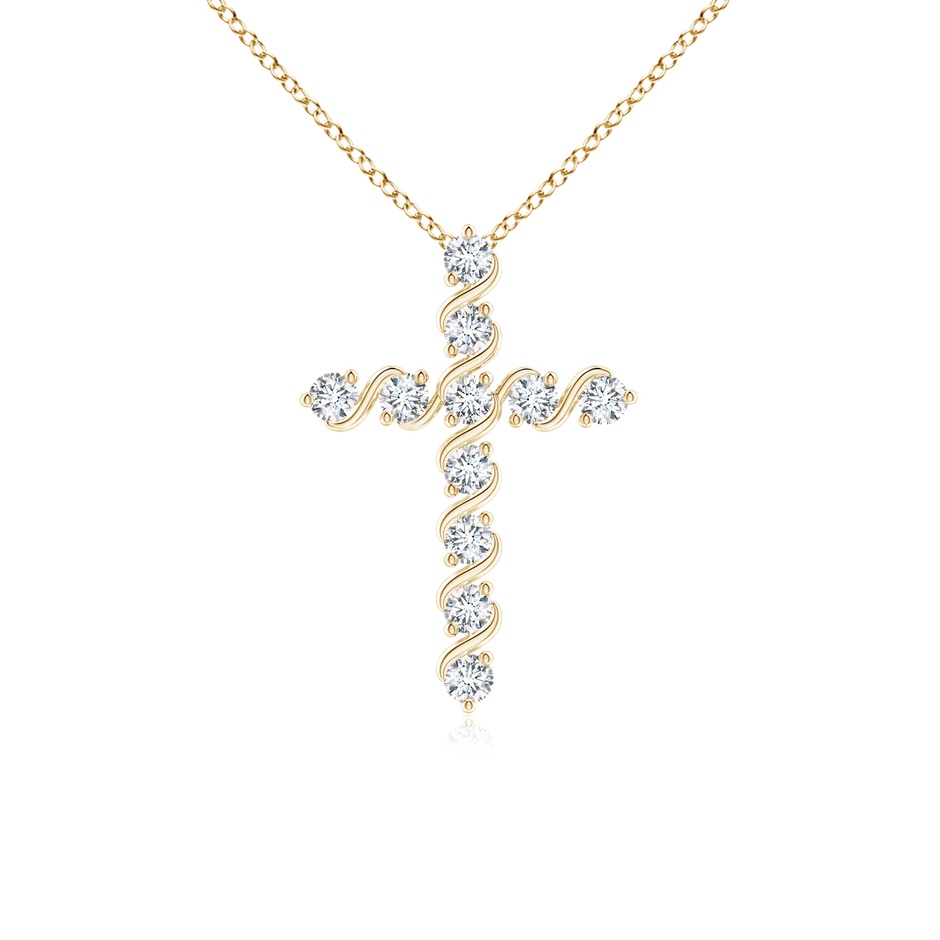 1.6mm GVS2 Prong and Bar Set Diamond Cross Pendant in Yellow Gold 