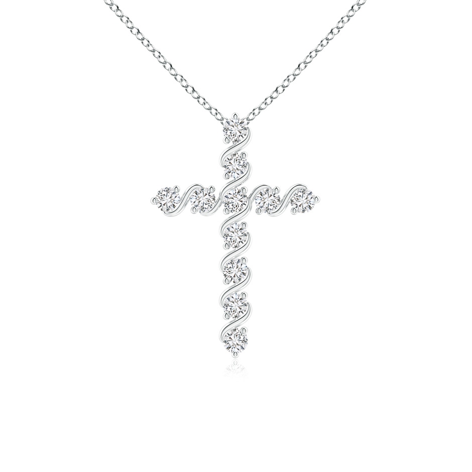 1.6mm HSI2 Prong and Bar Set Diamond Cross Pendant in White Gold 