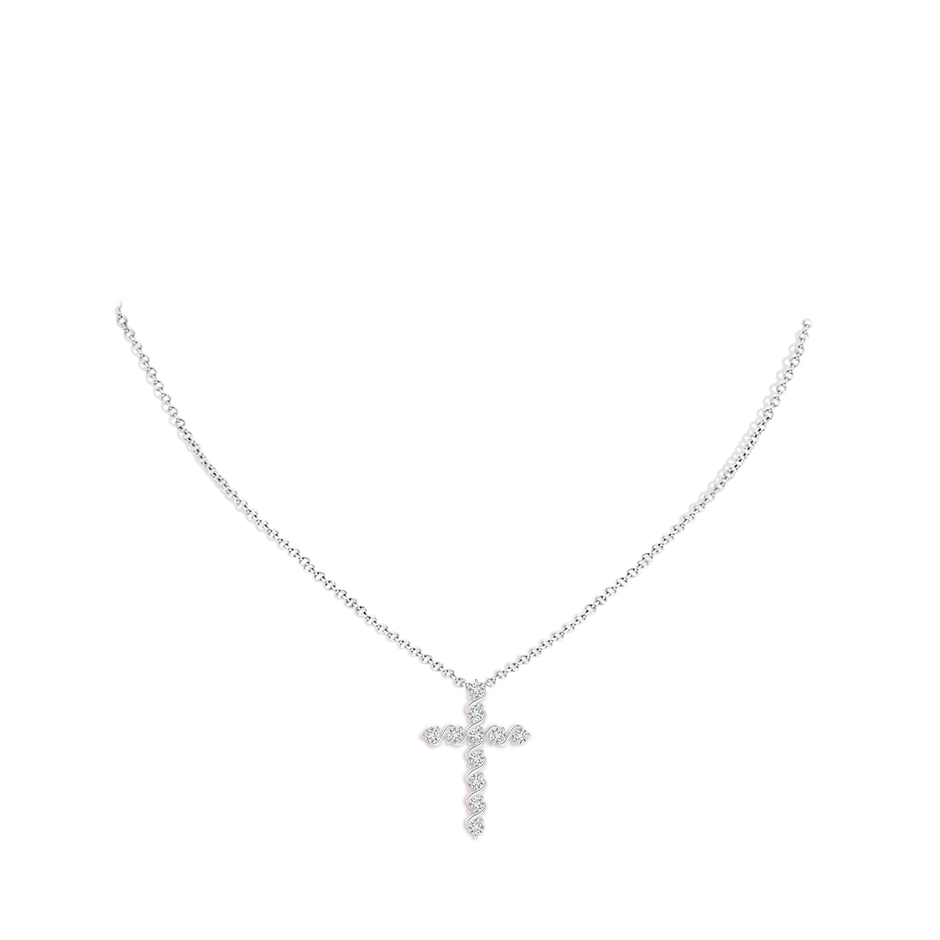 1.6mm HSI2 Prong and Bar Set Diamond Cross Pendant in White Gold pen