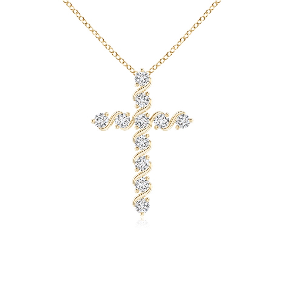 1.6mm HSI2 Prong and Bar Set Diamond Cross Pendant in Yellow Gold 