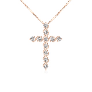 1.6mm IJI1I2 Prong and Bar Set Diamond Cross Pendant in 9K Rose Gold