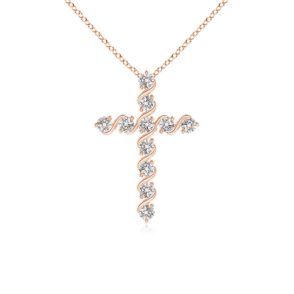 1.6mm IJI1I2 Prong and Bar Set Diamond Cross Pendant in 9K Rose Gold 